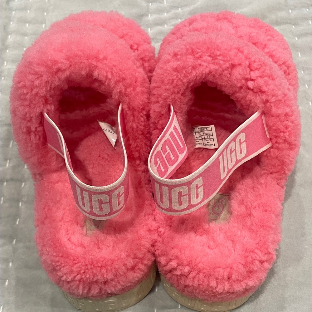 UGG Oh Fluffita Platform Sandal size 9 Pink Rose Shearling - Picture 2 of 6